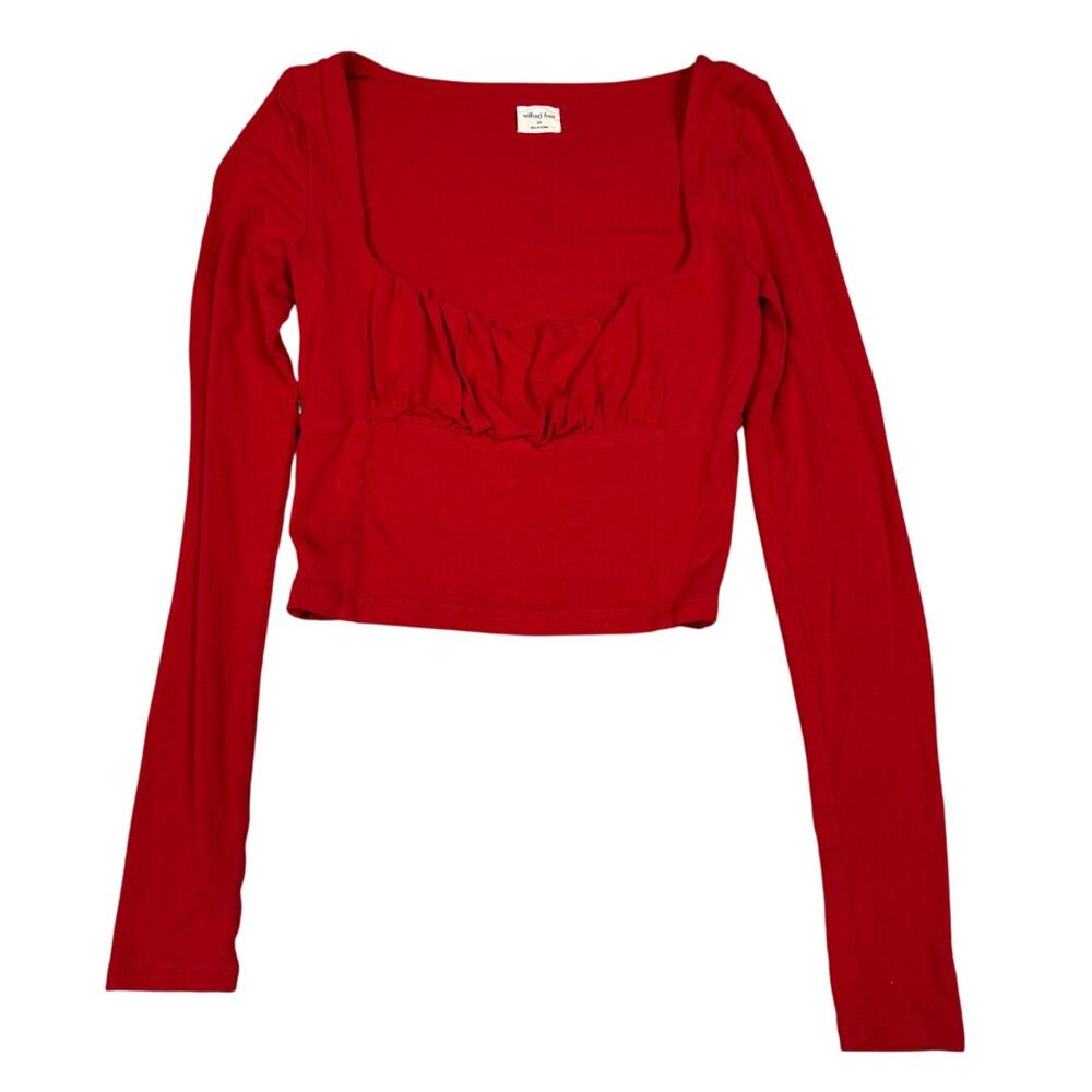 Wilfred Free Womens Size 2XS Red Cropped Long Sleeve Top